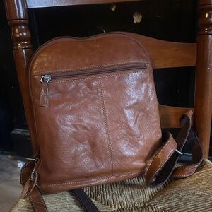 Jack georges Brown Leather slim backpack Bag